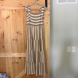 Striped Tan Maxi Dress